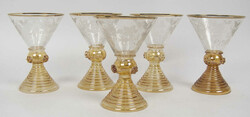 5 Söhnlein Rheingold wine goblets, amber-colored, Theresienthal. ...