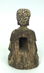 Antike Buddha Figur aus Holz in der sitzenden Meditationshaltung, 16 ...