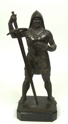 Bronzefigur "Heros", Ritter in Rüstung mit Schwert, um 1900, Auf ...