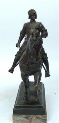 Bronzefigur "Soldat auf Pferd", Reiterstandbild des Condottiere ...