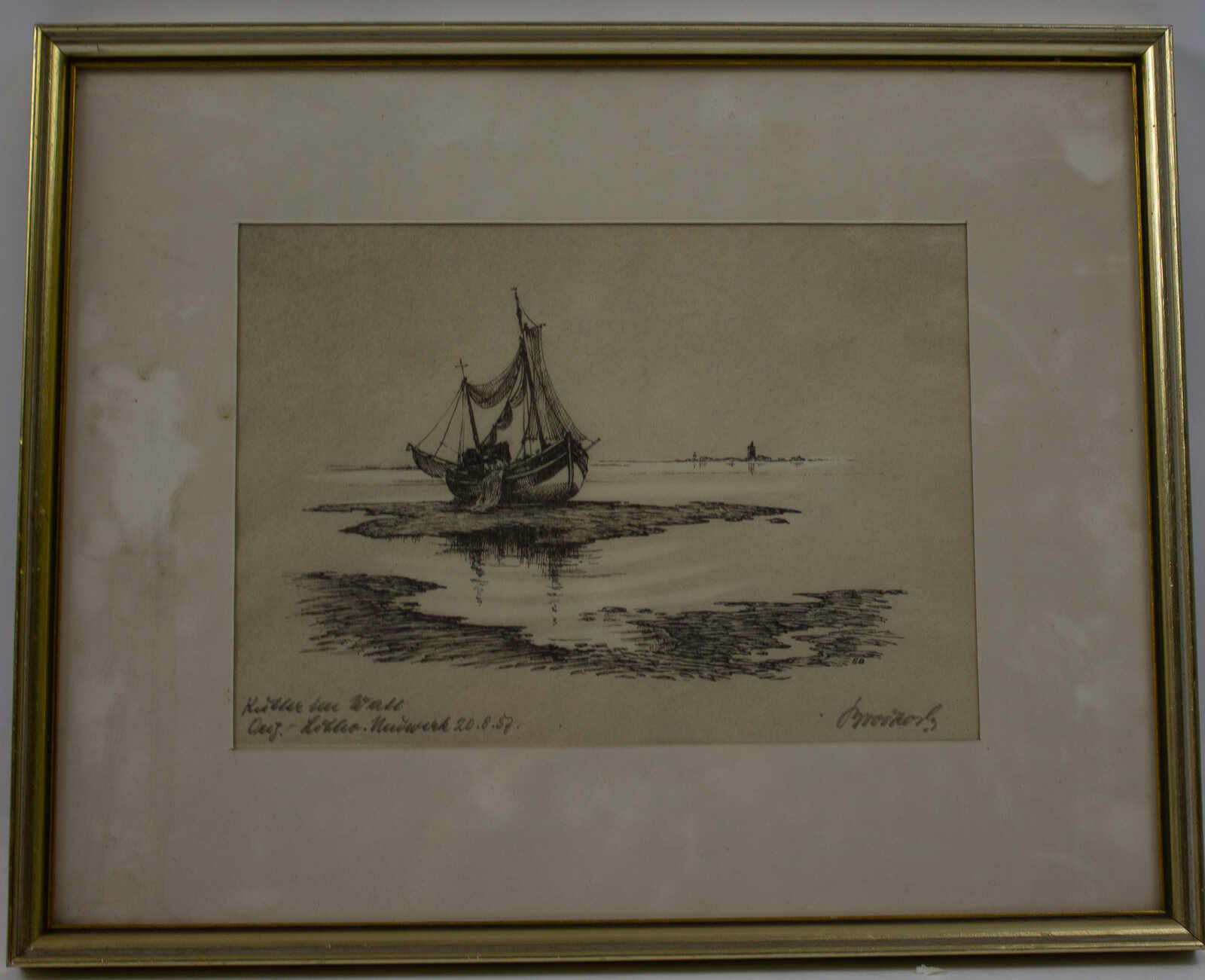 Original Lithographie "Kübler im Wall" rechts unten undeutlich ...