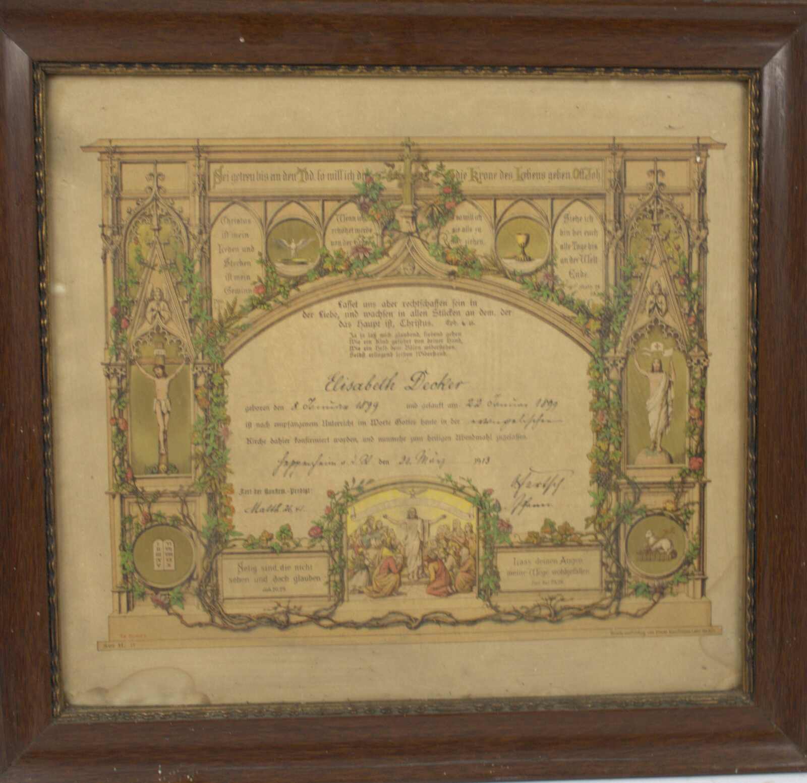 Konfirmationsurkunde 1913. Die Urkunde ist reich verziert mit ...