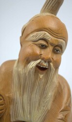 chinesische handgeschnitze Holzskulptur "alter chinesicher Fischer ...