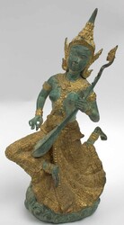 Metall Figur, "Tempelmusikerin". Thailand mitte 20. Jahrhundert. ...