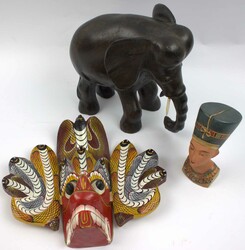 Lot Asiatika dabei geschnitzte Holzmaske "Cobramaske" Sri Lanka mit ...