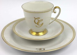Porzellan Gedeck Bavaria Germany mit Goldrand und Monogramm "CG", ...