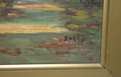 Ölgemälde auf Leinwand "Herbstlandschaft mit Fluss" rechts ...
