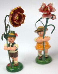 kleines Lot Erzgebirge bestehend aus 2 Blumenkinder sowie 1 Spieluhr, ...