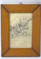 Bleistiftzeichnung "Dernbach vom Scharfenek Aussichtsturm aus" hinter ...