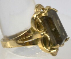 Damenring, 925er Silber vergoldet, besetzt mit Rauchtopas. ...