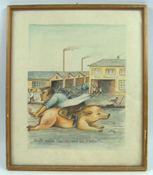 Monogrammist EK, Aquarell auf Papier "Grüßt meine Frau und die ...