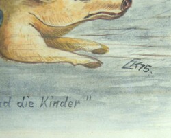 Monogrammist EK, Aquarell auf Papier "Grüßt meine Frau und die ...