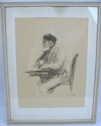 Otto Dill, Druckgraphik, "Der Winzer" hinter Glas gerahmt. ...