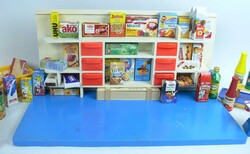 Vintage Kaufladen, 70er Jahre mit Miniatur Zubehör wie Einkaufskorb, ...