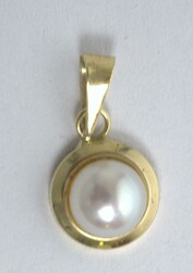 Anhänger, 585er Gelbgold, besetzt mit Perle
