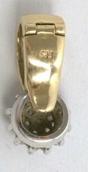 Anhänger, 585er Gelbgold, "Blume", besetzt mit zahlreichen ...