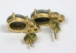 Earrings, 333 yellow gold, set with opal and cubic zirconia