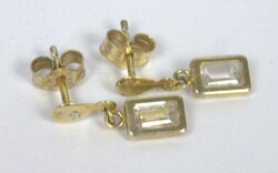 Earrings, 375 yellow gold, set with cubic zirconia