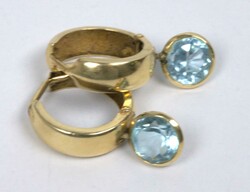 Earrings, 585 yellow gold tested, set with blue topaz
