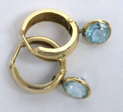 Earrings, 585 yellow gold tested, set with blue topaz