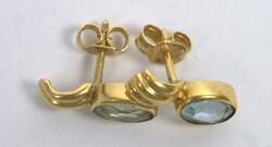 Earrings, 333 yellow gold tested, set with blue topaz