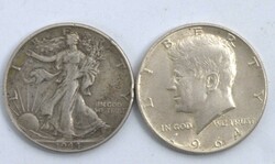 USA, 2 Silbermünzen, 1x Half Dollar 1964, 1x Half Dollar 1944  ...