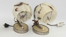 2 Tisch/Nachttischlampen im Art-Deco mit marmoriertem Glas. Elektrik ...