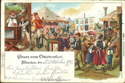 Motivkarte "Gruss vom Oktoberfest München" gelaufen ...