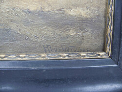 &Ouml;lgemälde auf Hartfaserplatte "Seegelbott in rauer See" ...