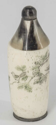 China, Snuff Bottle, aus einem Röhrenknochen, Deckel aus Horn, mit ...