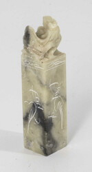 China, Siegelstein, geschnitzte Figur, Jade. Umlaufend ...