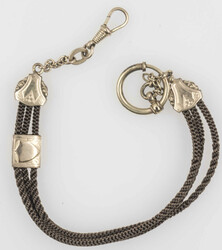 Biedermeier Echthaar - Uhrenkette, Länge: ca. 26 cm.