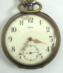 OMEGA Taschenuhr 800er Silber, Funktion geprüft, Emaille Zifferblatt ...