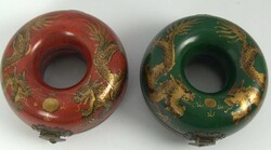Two Japanese lacquer boxes with dragon decoration, probably Meiji ...
