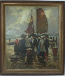 Ölgemälde im Holzrahmen, " wohl Holland", unleserliche Signatur. ...