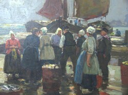 Ölgemälde im Holzrahmen, " wohl Holland", unleserliche Signatur. ...