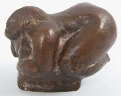 Gernot Rumpf *1941, kleine Bronzeplastik "Frauenakt - kleine Sphinx" ...