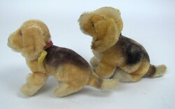 2x Steiff Beagle Hund, 1x mit silbernem Knopf und Fahne, 1x mit ...