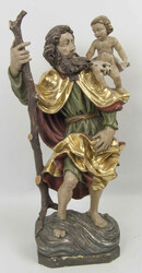 Holzfigur die den Heiligen Christophorus, die ihn mit dem Jesuskind ...