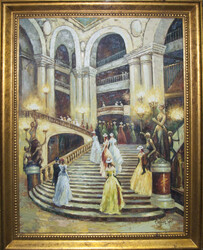 &Ouml;lgemälde auf Leinwand, Spachteltechnik "Ballgesellschaft" ...