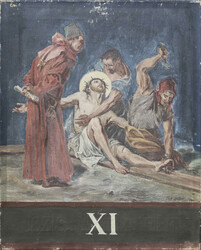 Ölgemälde auf Platte, Szene aus der Passion Christi, wohl elfte ...