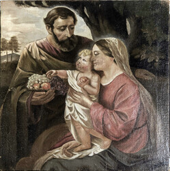 Ölgemälde auf Leinwand, "Heilige Familie" Rechts unten signiert Gg ...