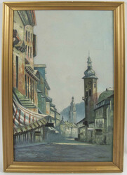 Ölgemälde auf Leinwand "Straßenszene" im Impressionistischen Stil, ...