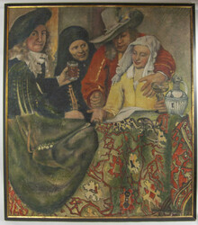 Oil on fabric, "Balcony Scene (at the Procuress's)" after a painting ...