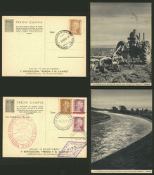 4 Different postcards of the "First Exposition: Perón and the ...