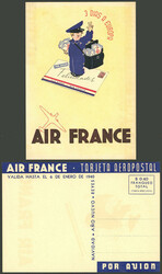 New Year greeting postcard of AIR FRANCE for 1939/40, unused, ...
