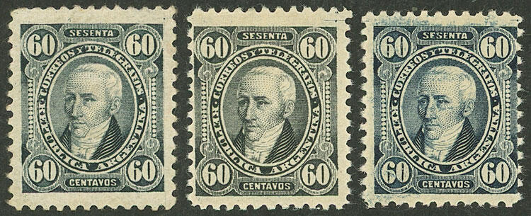 GJ.114 + 114A + 114B, in black-blue, black-gray and bluish gray, VF