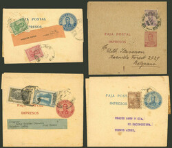 8 Wrappers of early 1900s, all with additional postages, VF