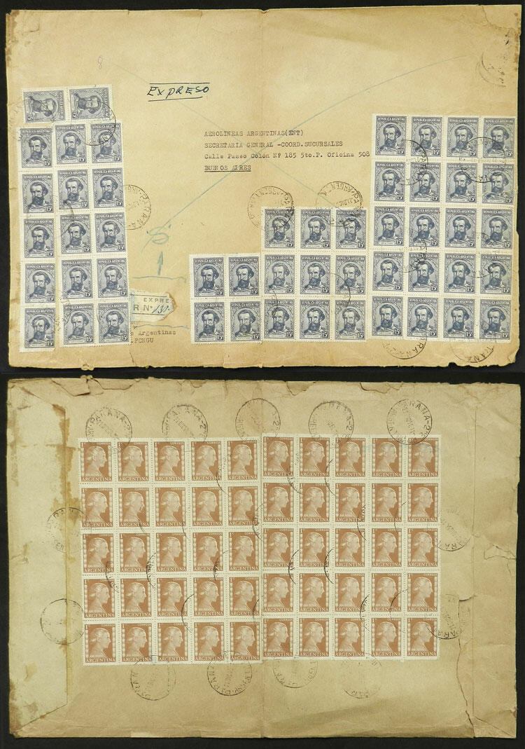 DOUBLE LARGUEST MULTIPLE: Express cover sent from Paraná to Buenos ...