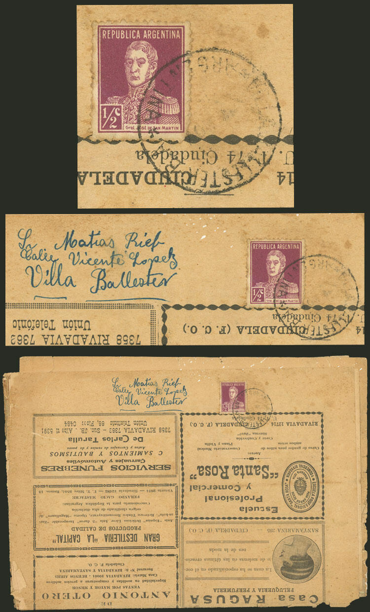 GJ.594, 1924 ½c. San Martín franking a newspaper "La Onda", used in ...